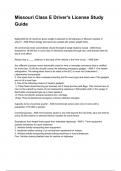 Missouri Class E Driver's License Study Guide NEWEST 2025&sol;2026 ACTUAL COMPLETE QUESTIONS AND CORRECT DETAILED ANSWERS &lpar;VERIFIED ANSWERS&rpar; &vert;ALREADY GRADED A&plus;