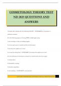 COSMETOLOGY THEORY TEST ND 2025 QUESTIONS AND ANSWERS