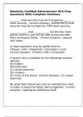 Relativity Certified Administrator RCA Prep Questions With Complete Solutions