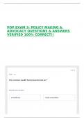 POP EXAM 3&colon; POLICY MAKING & ADVOCACY QUESTIONS & ANSWERS VERIFIED 100&percnt; CORRECT&excl;&excl;