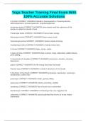 Yoga Teacher Training Final Exam With 100&percnt; Accurate Solutions