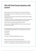 PHIL 482 Final Practice Questions with answers