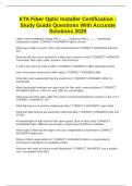 ETA Fiber Optic Installer Certification - Study Guide Questions With Accurate Solutions 2025