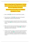 Supervising Special Populations Actual  Exam Questions With Reviewed 100&percnt;  Correct Detailed Answers  Guaranteed Pass&excl;&excl;Current Update  &lpar;Verified A&plus; Pass&rpar; 