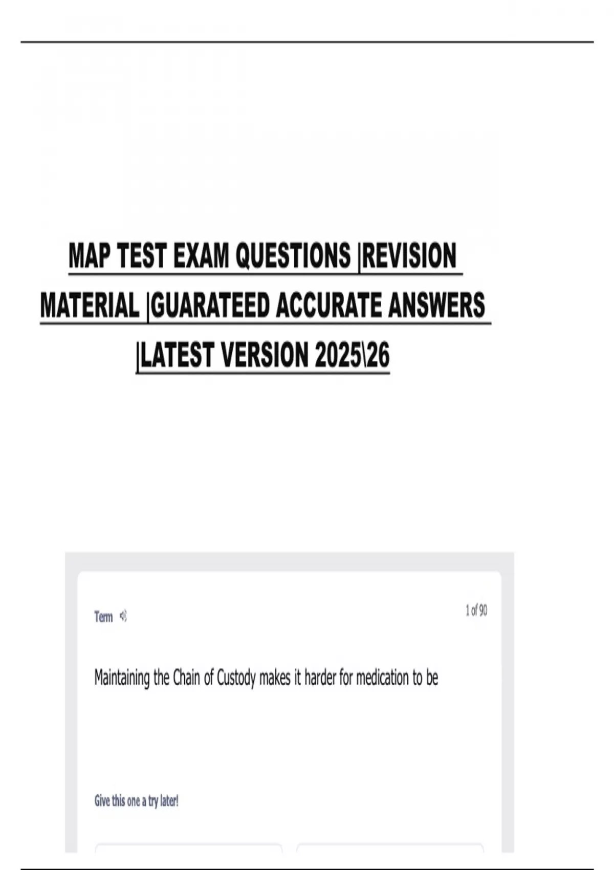 MAP TEST EXAM QUESTIONS |REVISION MATERIAL |GUARATEED ACCURATE ANSWERS ...