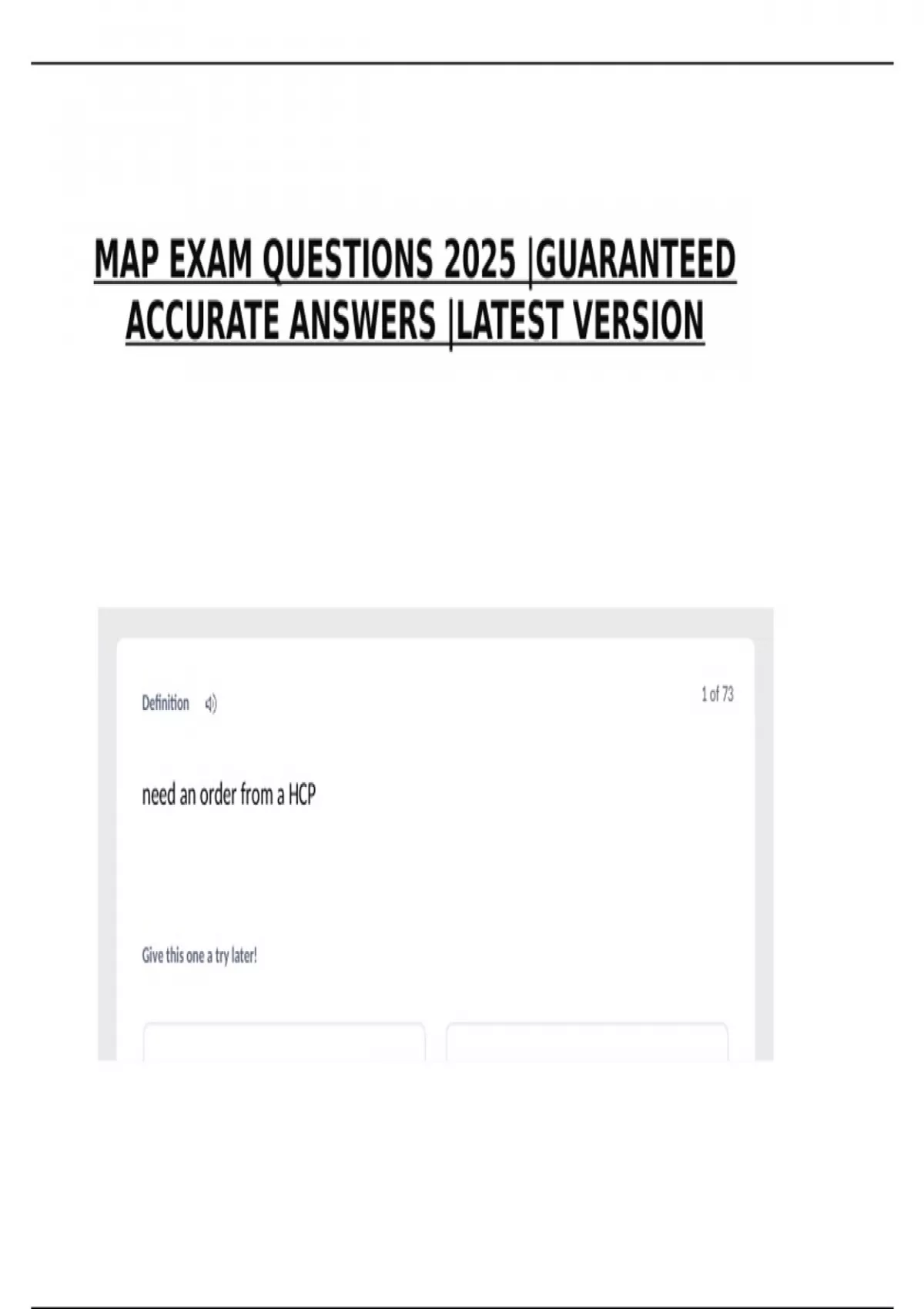MAP EXAM QUESTIONS 2025 |GUARANTEED ACCURATE ANSWERS |LATEST VERSION ...