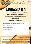 LME3701 Assignment 3 FINAL Research Proposal &lpar;COMPLETE ANSWERS&rpar; Semester 1 2025 &lpar;Historical & Comparative Approach&rpar; - DUE 11 June 2025