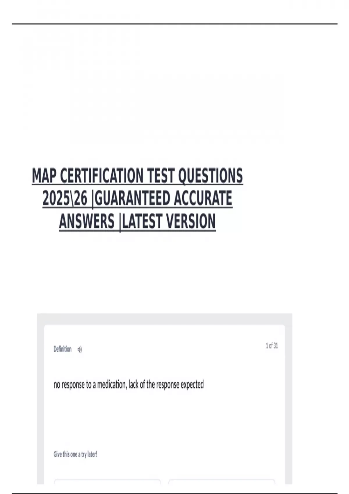 MAP CERTIFICATION TEST QUESTIONS 202526 |GUARANTEED ACCURATE ANSWERS ...