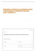 PERSONAL FINANCIAL PLANNING EXAM 1 QUESTIONS & ANSWERS SOLVED 100&percnt; CORRECT&excl;&excl;