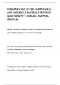 FUNDAMENTALS OF FIRE FIGHTER SKILLS AND HAZARDOUS MATERIALS RESPONSE QUESTIONS WITH DETAILED ANSWERS GRADE A&plus;&period;pdf