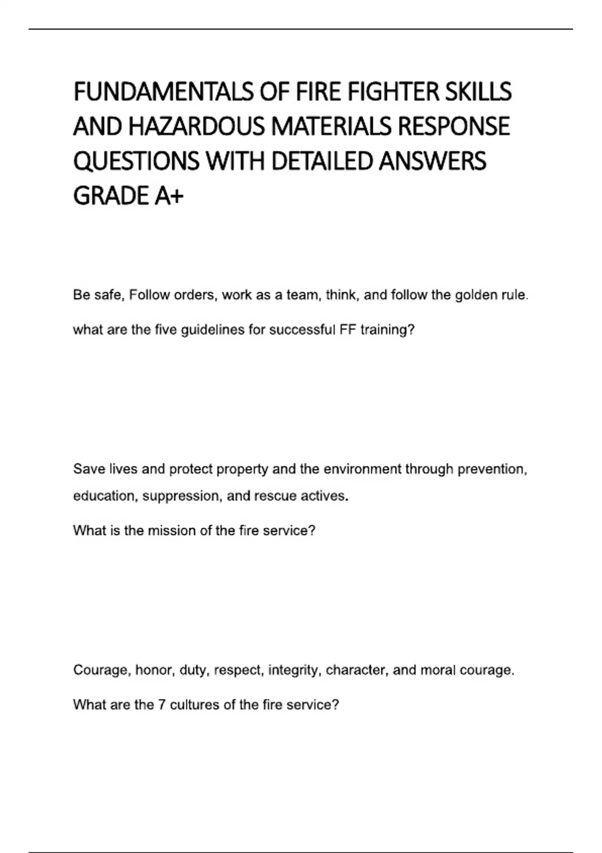 FUNDAMENTALS OF FIRE FIGHTER SKILLS AND HAZARDOUS MATERIALS RESPONSE ...