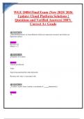 WGU D084 Final Exam &lpar;New 2025- 2026 Update&rpar; Cloud Platform Solutions Questions and Verified Answers 100&percnt; Correct A&plus; Grade 
