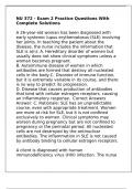 NU 372 - Exam 2 Practice Questions With Complete Solutions