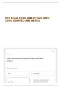 DTC FINAL EXAM QUESTIONS WITH 100&percnt; VERIFIED ANSWERS&excl;&excl;