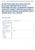MT AMT EXAM BANK 2025&sol;2026 ACCURATE  REAL EXAM VERSIONS WITH ACTUAL  QUESTIONS AND WELL ELABORATED ANSWERS  &lpar;COMPLETE CORRECT VERIFIED SOLUTIONS&rpar; A  NEW UPDATED VERSION &vert;GUARANTEED PASS A&plus;  &lpar;BRAND NEW&excl;&excl;&rpar; FULL REVISED 