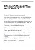 FINAL EXAM CSFH QUESTIONS WITH COMPLETE SOLUTION1