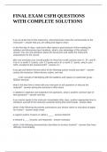 FINAL EXAM CSFH QUESTIONS WITH COMPLETE SOLUTIONS