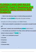 FLORIDA LAWS AND RULES DENTAL Exam 2 Questions and Answers Latest Versions 2025 Graded
