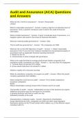 Audit and Assurance &lpar;ACA&rpar; Questions and Answers