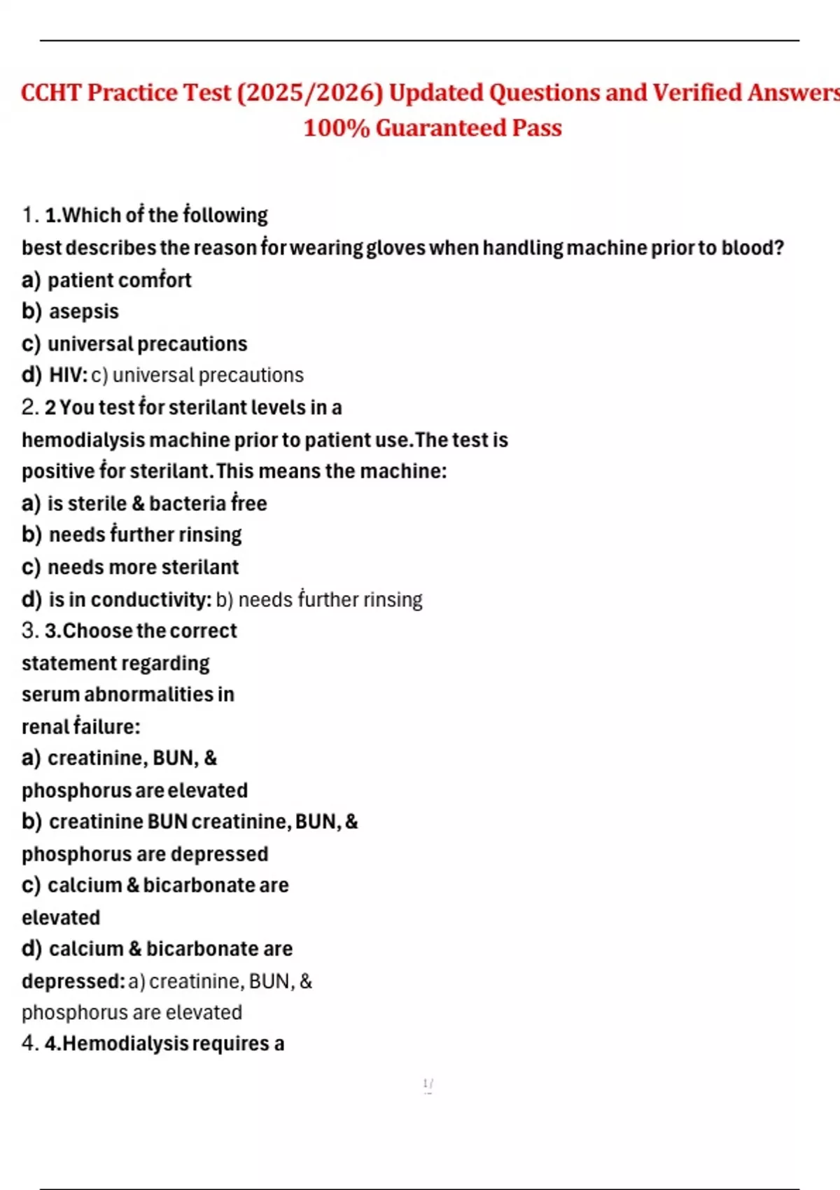 CCHT Practice Test (2025/2026) Updated Questions and Verified Answers ...