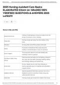 2025 Nursing Assistant Care Basics ELABORATED EXAM &lpar;A&plus; GRADED 100&percnt; VERIFIED&rpar; QUESTIONS & ANSWERS 2025 LATEST&excl;&excl;