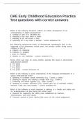 OAE Early Childhood Education Practice Test questions with correct answers