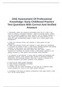 OAE Assessment Of Professional Knowledge&colon; Early Childhood Practice Test Questions With Correct And Verified Answers