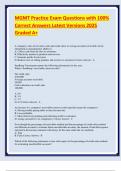 MGMT Practice Exam Questions with 100&percnt; Correct Answers Latest Versions 2025 Graded A&plus;&period;