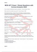 MCB 4271 Exam 1 Study Questions with Correct Answers 2025