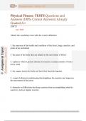 Physical Fitness&colon; TESTS Questions and  Answers &lpar;100&percnt; Correct Answers&rpar; Already  Graded A&plus;