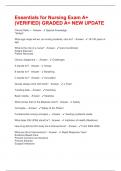 Essentials for Nursing Exam A&plus; &lpar;VERIFIED&rpar; GRADED A&plus; NEW UPDATE
