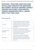 PALS EXAM &sol; PALS FINAL EXAM 2025&sol;2026  ACTUAL EXAM COMPLETE TEST QUESTIONS  AND CORRECT DETAILED ANSWERS &lpar;CORRECT  VERIFIED SOLUTIONS&rpar; A NEW UPDATED  VERSION &vert;GUARANTEED PASS A&plus; &lpar;BRAND  NEW&excl;&excl;&rpar; PALS FINAL EXAM