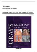 Test Bank For Gray's Anatomy for Students Flash Cards 5th Edition by Richard Drake &vert; All Chapters 1-8&vert; Complete Edition