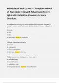 Principles of Real Estate 1- Champions School of Real Estate &sol; Newest Actual Exam Review Q&A with Definitive Answers&sol; A&plus; Score Solutions&period;