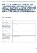 WGU C165 INTEGRATED PHYSICAL SCIENCE  EXAM ACTUAL EXAM 2025&sol;2026 COMPLETE TEST  ACCURATE QUESTIONS AND WELL ELABORATED  ANSWERS &lpar;CORRECT VERIFIED SOLUTIONS&rpar; A  NEW UPDATED VERSION &vert;GUARANTEED PASS A&plus;