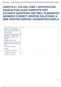COMPTIA A&plus; 220-1001 CORE 1 CERTIFICATION  EXAM ACTUAL EXAM COMPLETE TEST  ACCURATE QUESTIONS AND WELL ELABORATED  ANSWERS &lpar;CORRECT VERIFIED SOLUTIONS&rpar; A  NEW UPDATED VERSION &vert;GUARANTEED PASS A&plus;
