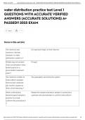 water distribution practice test Level 1 QUESTIONS WITH ACCURATE VERIFIED ANSWERS &lpar;ACCURATE SOLUTIONS&rpar; A&plus; PASSED&excl;&excl; 2025 EXAM