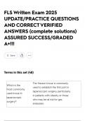 FLS Written Exam 2025 UPDATE&sol;PRACTICE QUESTIONS AND CORRECT VERIFIED ANSWERS &lpar;complete solutions&rpar; ASSURED SUCCESS&sol;GRADED A&plus;&excl;&excl;&excl;