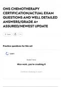 ONS&sol;ONCC CHEMOTHERAPY IMMUNOTHERAPY CERTIFICATION LATEST EXAM 2025 QUESTIONS AND CORRECT DETAILED ANSWERS &vert;GRADED A&plus;