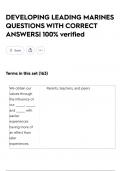 DEVELOPING LEADING MARINES QUESTIONS WITH CORRECT ANSWERS&vert;100&percnt; verified