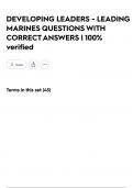 DEVELOPING LEADERS - LEADING MARINES QUESTIONS WITH CORRECT ANSWERS &vert; 100&percnt; verified