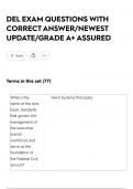 DEL EXAM QUESTIONS WITH CORRECT ANSWER&sol;NEWEST UPDATE&sol;GRADE A&plus; ASSURED