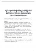 Ati Pn Adult Medical Surgical 2024-2025 Exam Form A&comma; B And C Actual Exam Each Form Contains Questions And Correct Detailed Answers