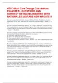 ATI Critical Care Dosage Calculations EXAM REAL QUESTIONS AND CORRECT DETAILED ANSWERS WITH RATIONALES &vert;AGRADE NEW UPDATE&excl;&excl;&excl;