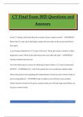 CT Final Exam 2025 Questions and Answers