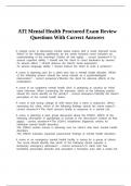 ATI Mental Health Proctored Exam Review Questions With Correct Answers