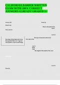 CALIFORNIA BARBER WRITTEN EXAM WITH 100&percnt; CORRECT ANSWERS ALREADY GRADED A&plus;
