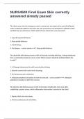 NURS4500 Final Exam Skin correctly answered already passed