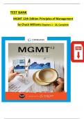 Test Bank For MGMT 12th Edition By Chuck Williams &vert;All Chapters &lpar;1-18&rpar; &vert;Latest Version 2025 A&plus;