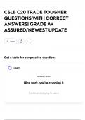 CSLB C20 TRADE TOUGHER QUESTIONS WITH CORRECT ANSWERS&vert; GRADE A&plus; ASSURED&sol;NEWEST UPDATE